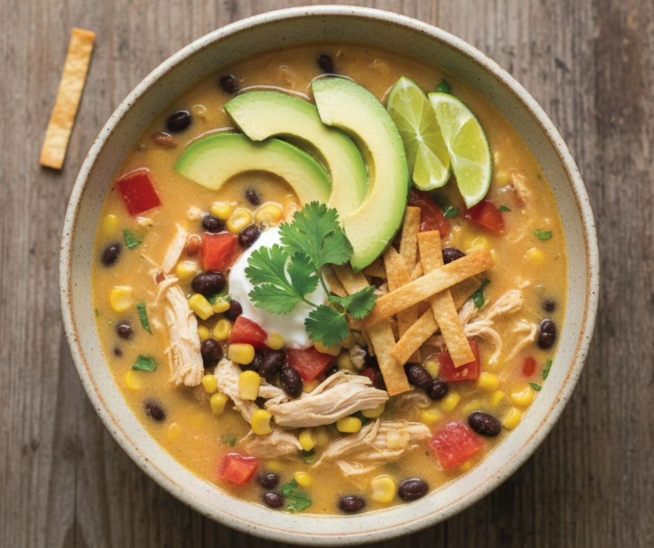 Healthier Variation of Creamy Chicken Tortilla Soup