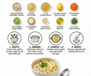 Lemon Chicken Orzo Soup instructions