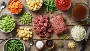 Main Ingredients for Veggie Beef Soup in Crock Pot
