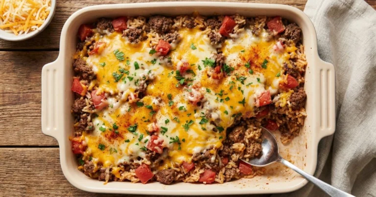 Cheesy Hamburger Rice Casserole